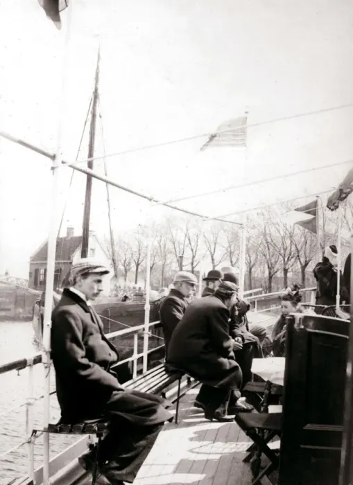 Framed Print : Boat passengers, Broek, Netherlands, 1898. Artist: James Batkin Framed Print : Boat passengers, Broek, Netherlands, 1898. Artist: James Batkin