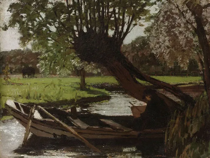 Framed Print : Boat with a Pollard Willow, 1863. Creator: Matthijs Maris Framed Print : Boat with a Pollard Willow, 1863. Creator: Matthijs Maris