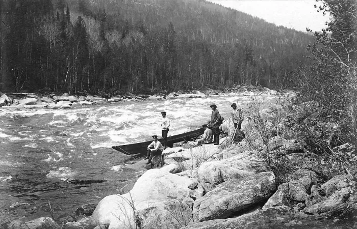 Framed Print : Boat on the Rocks Near the Mrassu Rapids, 1913. Creator: GI Ivanov Framed Print : Boat on the Rocks Near the Mrassu Rapids, 1913. Creator: GI Ivanov