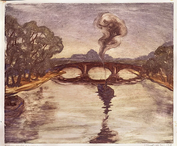 A boat on the Seine, 1914. Artist: Kruglikova, Yelisaveta Sergeyevna (1865-1941)