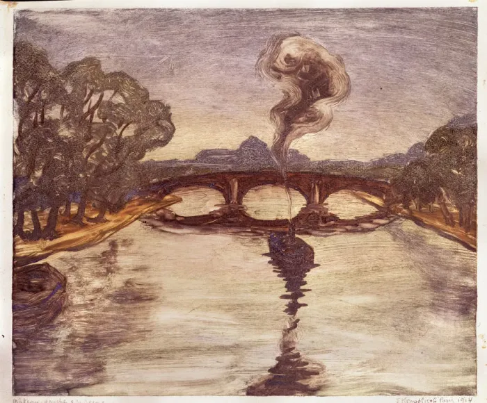 Framed Print : A boat on the Seine, 1914. Artist: Kruglikova, Yelisaveta Sergeyevna (1865-1941) Framed Print : A boat on the Seine, 1914. Artist: Kruglikova, Yelisaveta Sergeyevna (1865-1941)