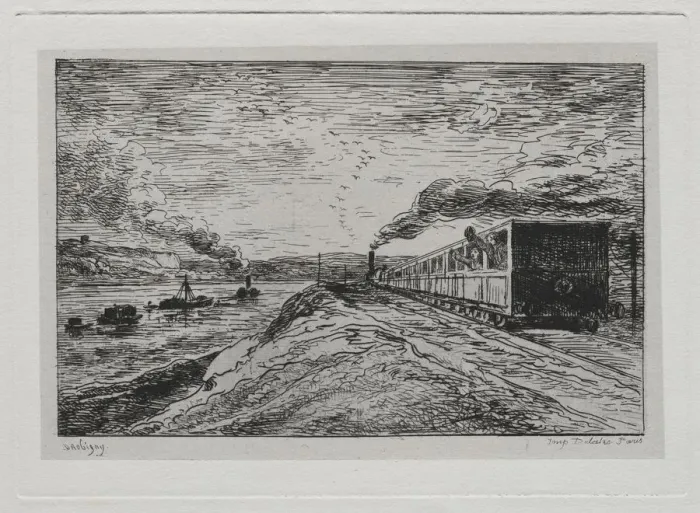 Framed Print : The Boat Trip: The Departure (The Return), 1861. Creator: Charles Francois Daubigny (French Framed Print : The Boat Trip: The Departure (The Return), 1861. Creator: Charles Francois Daubigny (French