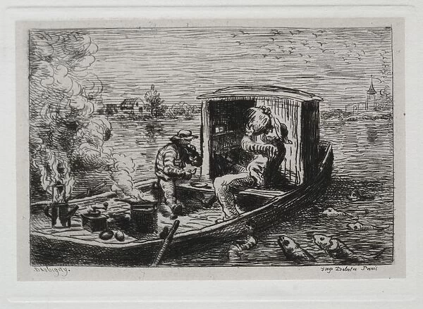 The Boat Trip: Guzzling or Lunch on the Boat, 1861. Creator: Charles Francois Daubigny
