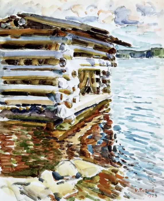 Framed Print : Boathouse, 1923. Creator: Verner Thome Framed Print : Boathouse, 1923. Creator: Verner Thome