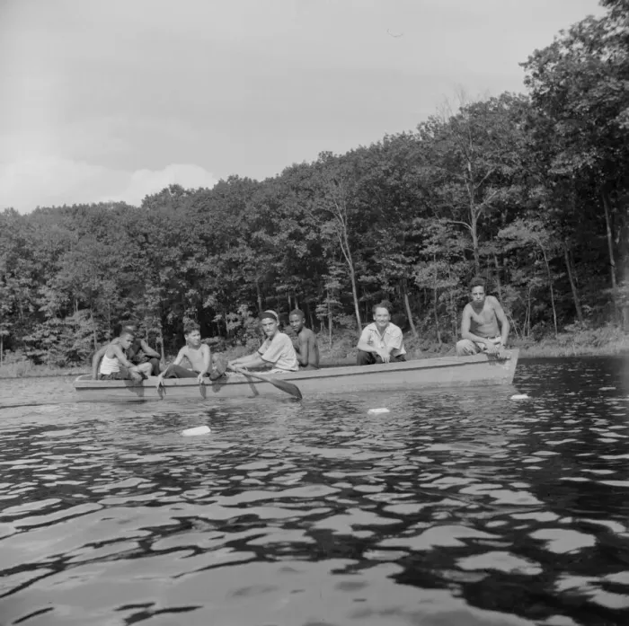 Framed Print : Boating on the lake at Camp Nathan Hale, Southfields, New York, 1943 Creator: Gordon Parks Framed Print : Boating on the lake at Camp Nathan Hale, Southfields, New York, 1943 Creator: Gordon Parks