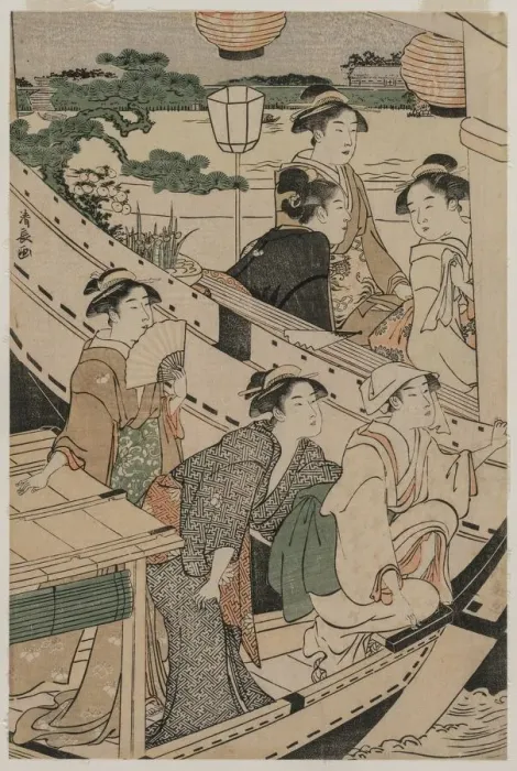 Framed Print : Boating Party on the Sumida River, 1789. Creator: Torii Kiyonaga (Japanese, 1752-1815) Framed Print : Boating Party on the Sumida River, 1789. Creator: Torii Kiyonaga (Japanese, 1752-1815)