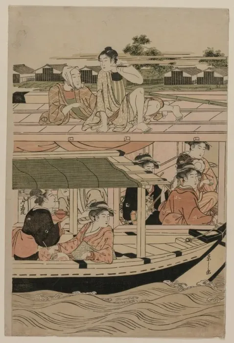 Framed Print : Boating Party on the Sumida River, late 1780s. Creator: Ch?bunsai Eishi (Japanese, 1756-1829) Framed Print : Boating Party on the Sumida River, late 1780s. Creator: Ch?bunsai Eishi (Japanese, 1756-1829)