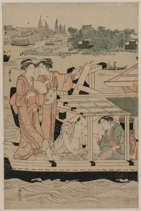 Framed Print : Boating Party on the Sumida River, late 1780s. Creator: Ch?bunsai Eishi (Japanese, 1756-1829) Framed Print : Boating Party on the Sumida River, late 1780s. Creator: Ch?bunsai Eishi (Japanese, 1756-1829)