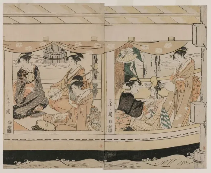 Framed Print : Boating on the Sumida River, mid 1790s. Creator: Ch?bunsai Eishi (Japanese, 1756-1829) Framed Print : Boating on the Sumida River, mid 1790s. Creator: Ch?bunsai Eishi (Japanese, 1756-1829)