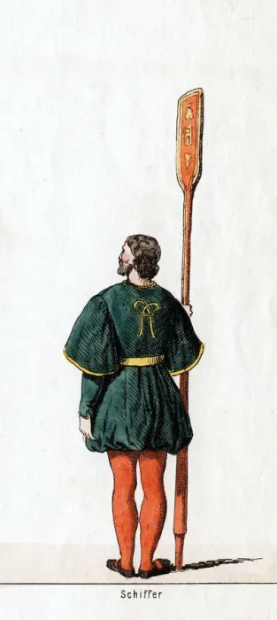Framed Print : Boatman, costume design for Shakespeares play, Henry VIII, 19th century Framed Print : Boatman, costume design for Shakespeares play, Henry VIII, 19th century
