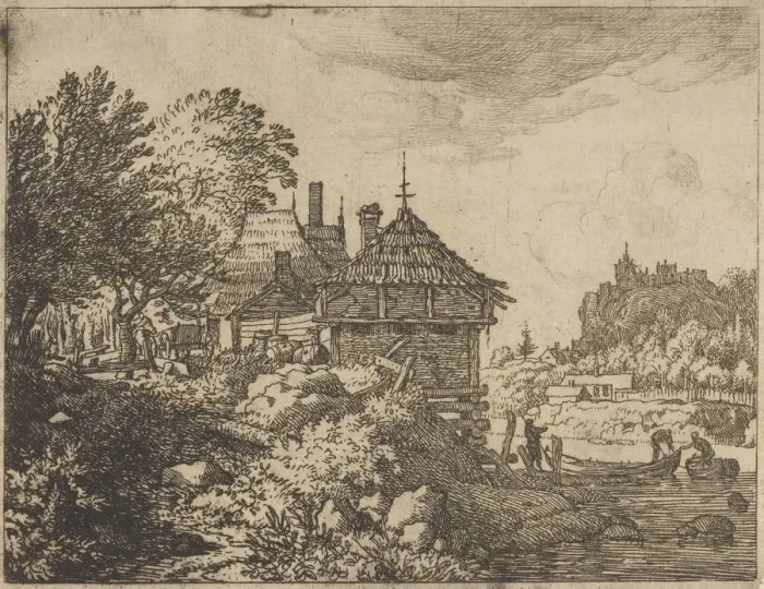 Framed Print : The Two Boats Approach a Hut, 17th century. Creator: Allart van Everdingen Framed Print : The Two Boats Approach a Hut, 17th century. Creator: Allart van Everdingen