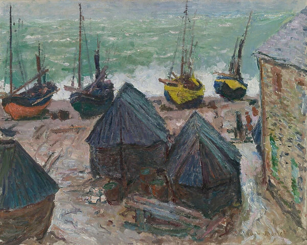Boats on the Beach at Etretat, 1885. Creator: Claude Monet