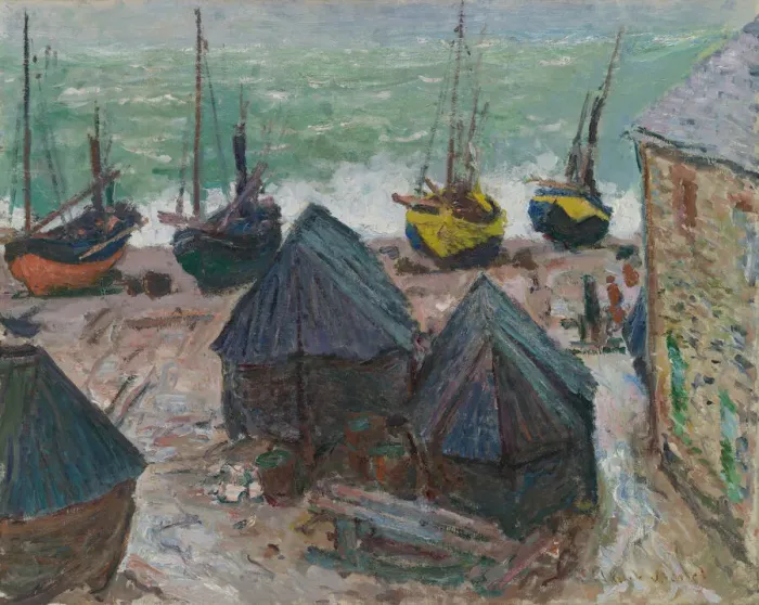 Framed Print : Boats on the Beach at Etretat, 1885. Creator: Claude Monet Framed Print : Boats on the Beach at Etretat, 1885. Creator: Claude Monet
