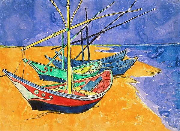 Boats on the Beach of Les-Saintes-Maries, 1888. Artist: Vincent van Gogh