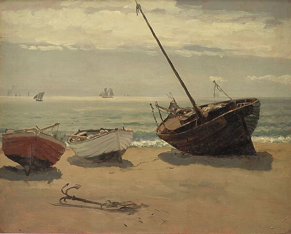 Boats on the beach. Skagen, 1855-1913. Creator: Wilhelm Xylander