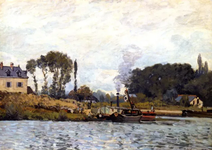 Framed Print : Boats on the Canal, 1873. Artist: Alfred Sisley Framed Print : Boats on the Canal, 1873. Artist: Alfred Sisley