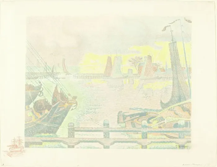 Framed Print : Boats at Flushing (Bateaux à Flessingue), 1895. Creator: Paul Signac Framed Print : Boats at Flushing (Bateaux à Flessingue), 1895. Creator: Paul Signac