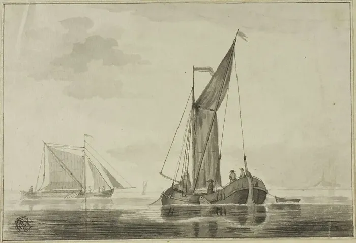 Framed Print : Boats in a Limpid Sea, n.d. Creator: Johannes Christianus Schotel Framed Print : Boats in a Limpid Sea, n.d. Creator: Johannes Christianus Schotel