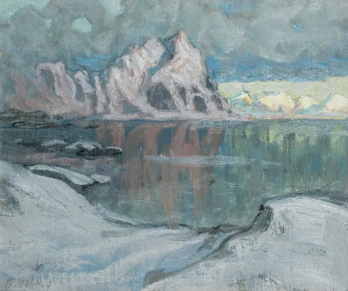 Framed Print : Boats between the Mountains. Study from Lofoten, 1910. Creator: Anna Katarina Boberg Framed Print : Boats between the Mountains. Study from Lofoten, 1910. Creator: Anna Katarina Boberg