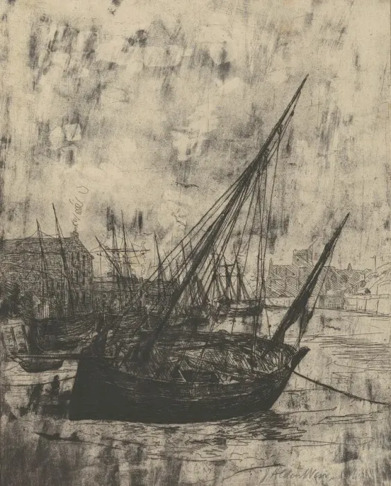Framed Print : Boats at Peel - Isle of Man, 1889. Creator: Julian Alden Weir Framed Print : Boats at Peel - Isle of Man, 1889. Creator: Julian Alden Weir