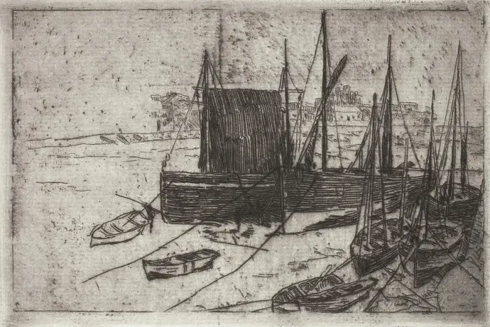 Framed Print : Boats at Port Erin - Isle of Man, c1880-1919. Creator: Julian Alden Weir Framed Print : Boats at Port Erin - Isle of Man, c1880-1919. Creator: Julian Alden Weir