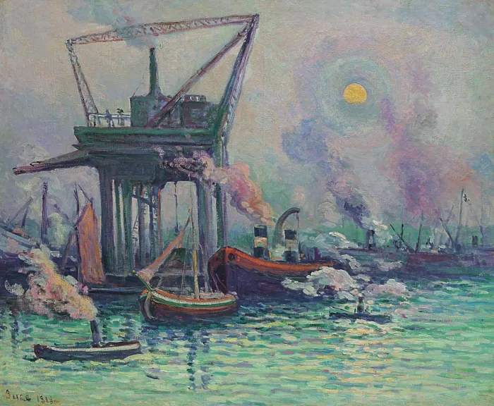 Framed Print : Boats in the port of Rotterdam, 1919. Creator: Luce, Maximilien (1858-1941) Framed Print : Boats in the port of Rotterdam, 1919. Creator: Luce, Maximilien (1858-1941)