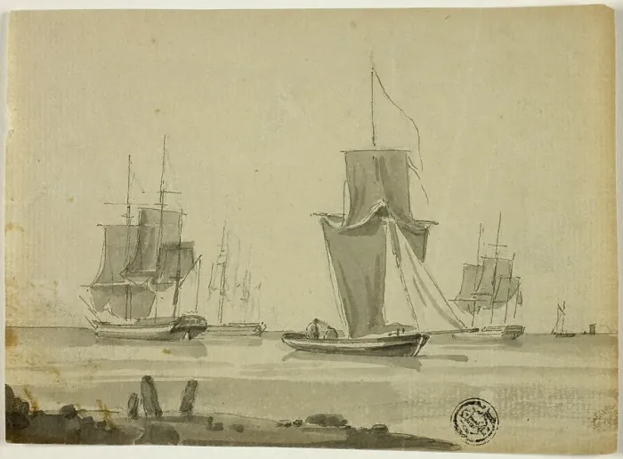 Framed Print : Boats at Sea, c.1800. Creator: Unknown Framed Print : Boats at Sea, c.1800. Creator: Unknown