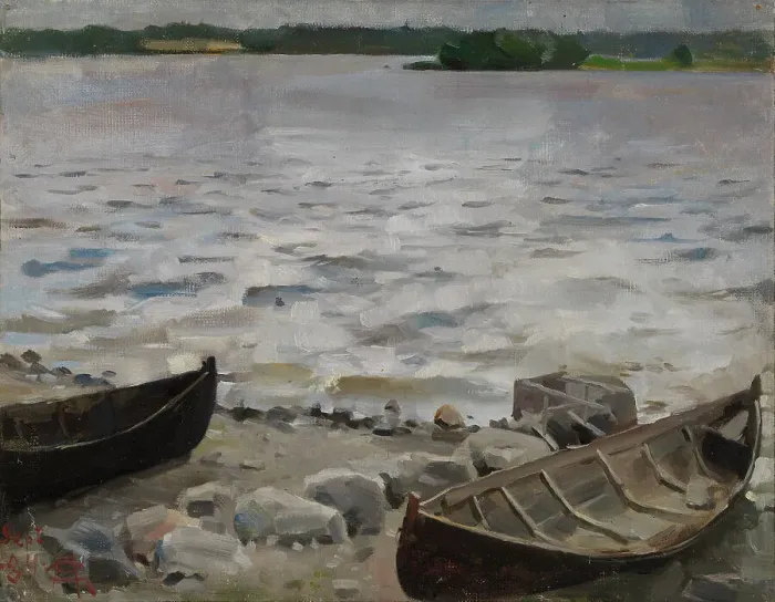 Framed Print : Boats on the Shore, 1884. Creator: Akseli Gallen-Kallela Framed Print : Boats on the Shore, 1884. Creator: Akseli Gallen-Kallela