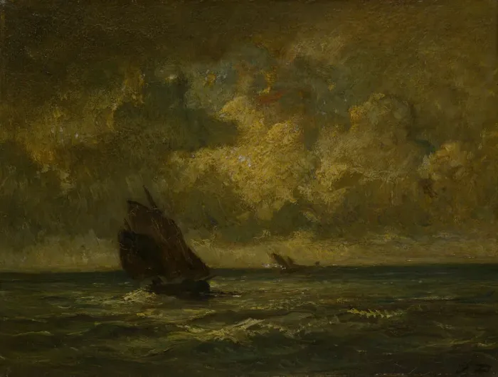 Framed Print : Two Boats in a Storm, 1870 / 75. Creator: Jules Dupré Framed Print : Two Boats in a Storm, 1870 / 75. Creator: Jules Dupré