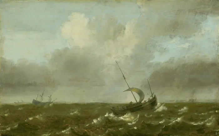 Framed Print : Boats on a stormy sea, c1650. Creator: Pieter Mulier Framed Print : Boats on a stormy sea, c1650. Creator: Pieter Mulier