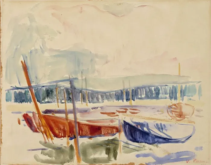Framed Print : Boats of Suursaari, 1910. Creator: Verner Thome Framed Print : Boats of Suursaari, 1910. Creator: Verner Thome