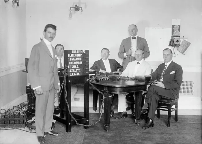 Framed Print : Bobroff Voting Machine - Being Considered For Use In House, Standing Right To Left: Reps... 1917. Creator: Harris & Ewing. Bobroff Voting Machine - Being Considered For Use In House, Standing Right To Left: Reps... 1917 Framed Print : Bobroff Voting Machine - Being Considered For Use In House, Standing Right To Left: Reps... 1917. Creator: Harris & Ewing. Bobroff Voting Machine - Being Considered For Use In House, Standing Right To Left: Reps... 1917