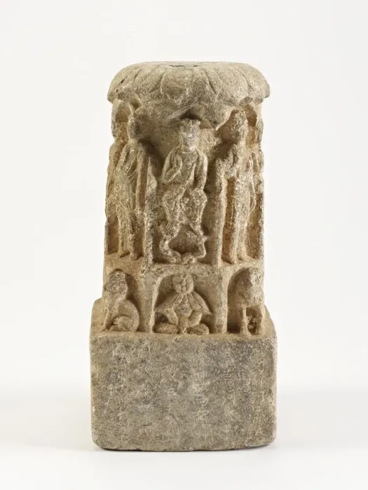 Framed Print : Bodhisattvas with lions and figures, Possibly Sui dynasty, possibly 581-618