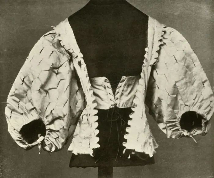 Framed Print : Bodice of white satin slashed and pinked, c1620-1640, (1937). Creator: Unknown Framed Print : Bodice of white satin slashed and pinked, c1620-1640, (1937). Creator: Unknown