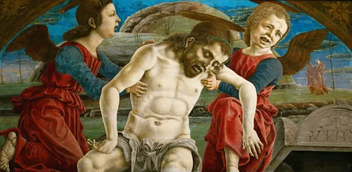 Framed Print : The body of Christ, surrounded by angels Framed Print : The body of Christ, surrounded by angels
