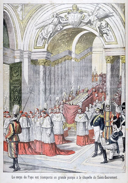 The body of Pope Leo XIII transported to the Chapel of the Saint-Sacrement, Vatican, 1903