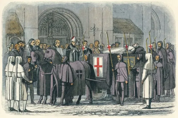 Framed Print : The body of Richard brought to St. Paul s, 1400 (1864). Artists: James William Edmund Doyle, King Richard II Framed Print : The body of Richard brought to St. Paul s, 1400 (1864). Artists: James William Edmund Doyle, King Richard II