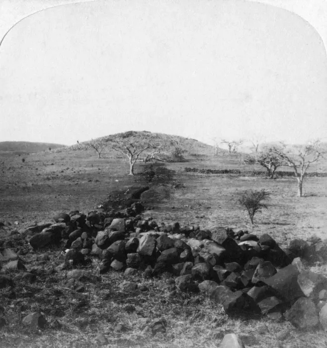 Framed Print : Boer trenches and crest of Harts Hill, scene of the Irish Brigades famous charge, Colenso, 1901. Artist: Underwood & Underwood Framed Print : Boer trenches and crest of Harts Hill, scene of the Irish Brigades famous charge, Colenso, 1901. Artist: Underwood & Underwood