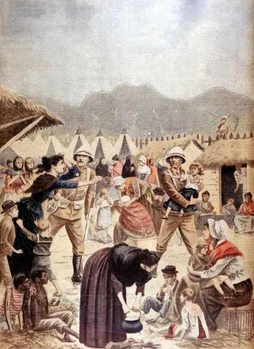 Framed Print : Boer women and children in a British concentration camp in the Transvaal, Boer War, 1901 Framed Print : Boer women and children in a British concentration camp in the Transvaal, Boer War, 1901