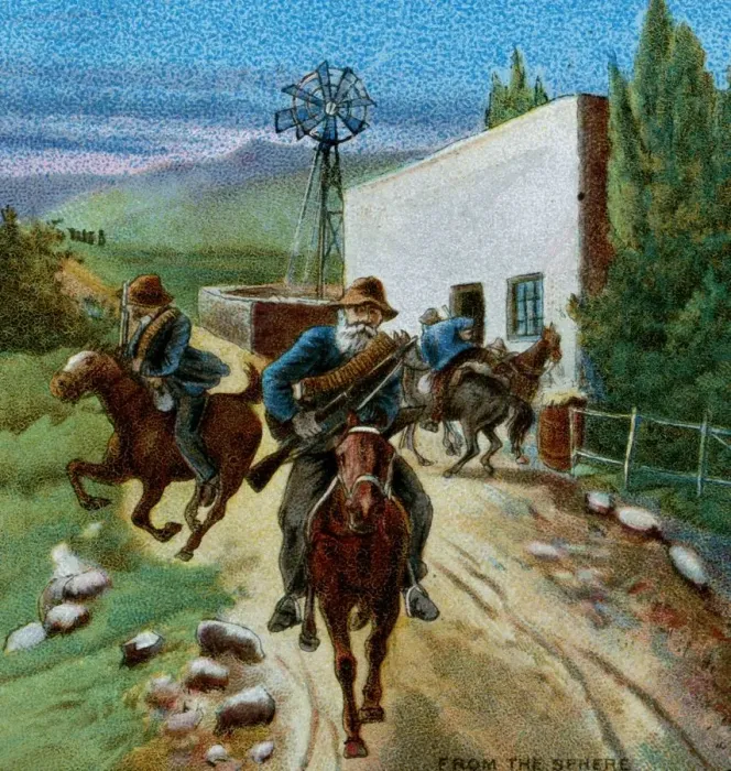 Framed Print : Boers Retreating from a Farmhouse, 1900 Framed Print : Boers Retreating from a Farmhouse, 1900