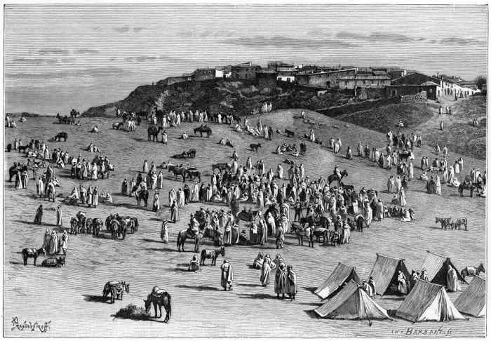 Framed Print : Boghari village and market, c1890. Artist: Charles Barbant Framed Print : Boghari village and market, c1890. Artist: Charles Barbant