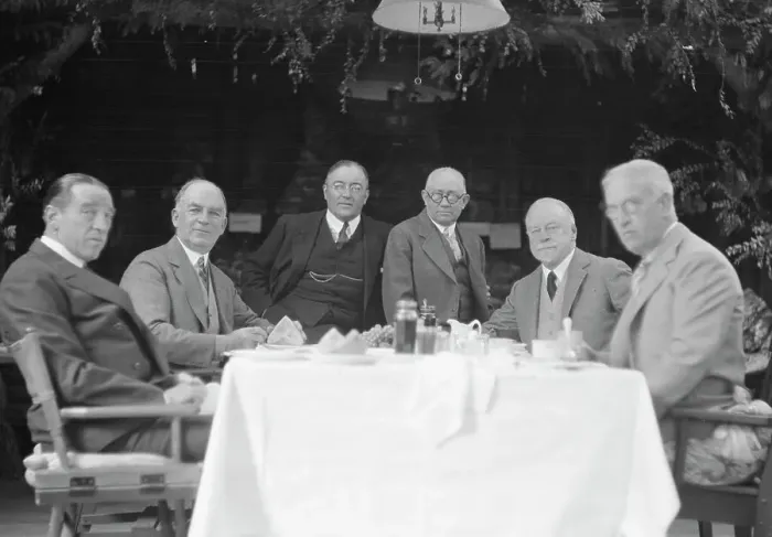 Framed Print : Bohemian Club members, portrait photograph, 1927? Creator: Arnold Genthe Framed Print : Bohemian Club members, portrait photograph, 1927? Creator: Arnold Genthe