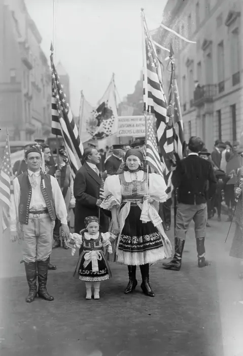 Framed Print : Bohemians in Wake up America parade, 1917. Creator: Bain News Service Framed Print : Bohemians in Wake up America parade, 1917. Creator: Bain News Service
