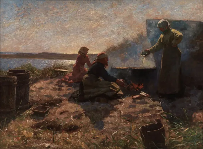 Framed Print : Boiling Train Oil at Nymindegab, Jutland, 1879. Creator: Laurits Tuxen Framed Print : Boiling Train Oil at Nymindegab, Jutland, 1879. Creator: Laurits Tuxen