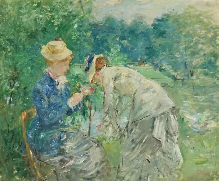 Framed Print : In the Bois de Boulogne, before 1880. Creator: Berthe Morisot Framed Print : In the Bois de Boulogne, before 1880. Creator: Berthe Morisot