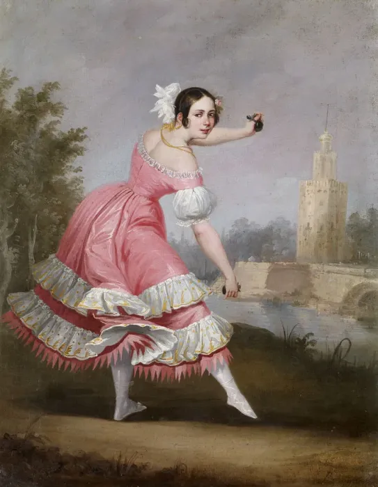 Framed Print : A Bolero Dancer. Artist: Cabral Bejarano, Antonio (1788-1861) Framed Print : A Bolero Dancer. Artist: Cabral Bejarano, Antonio (1788-1861)