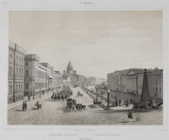 Framed Print : The Bolshaya Morskaya Street (Big Sea Street) in Saint Petersburg, 1840s Framed Print : The Bolshaya Morskaya Street (Big Sea Street) in Saint Petersburg, 1840s