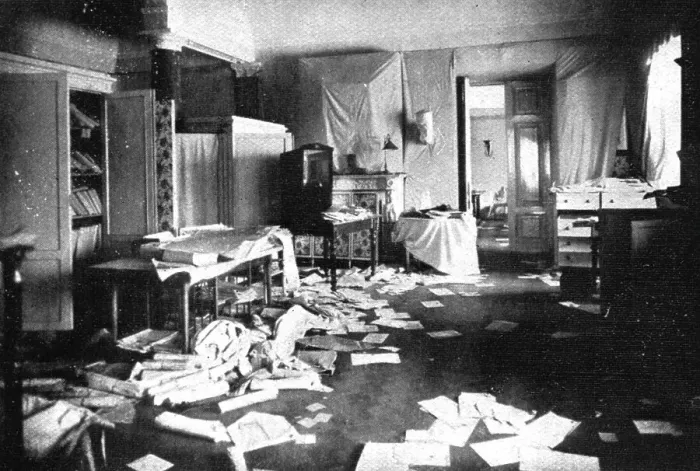 Framed Print : The Bolshevik Coup in Russia; At the Winter Palace: the bedroom of Grand Duchess... 1917. Creator: Unknown Framed Print : The Bolshevik Coup in Russia; At the Winter Palace: the bedroom of Grand Duchess... 1917. Creator: Unknown