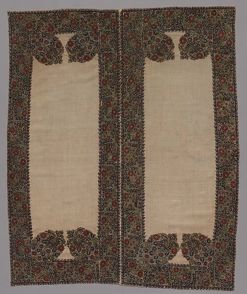 Front and Back of a Bolster Case, 1700s. Creator: Unknown