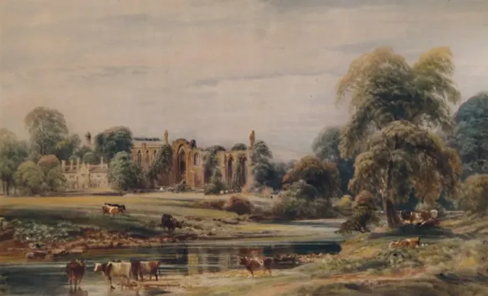 Framed Print : Bolton Abbey and Rectory, 1846, (1935). Artist: Peter de Wint Framed Print : Bolton Abbey and Rectory, 1846, (1935). Artist: Peter de Wint